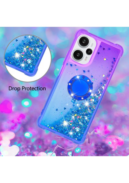 Xiaomi Redmi Için Note 12 Turbo/poco F5 5g Sıvı Sequins Telefon Kılıfı Kickstand Gradient Tpu Kapak-Morası+Gökyüzü Mavisi (Yurt Dışından) indirimleri