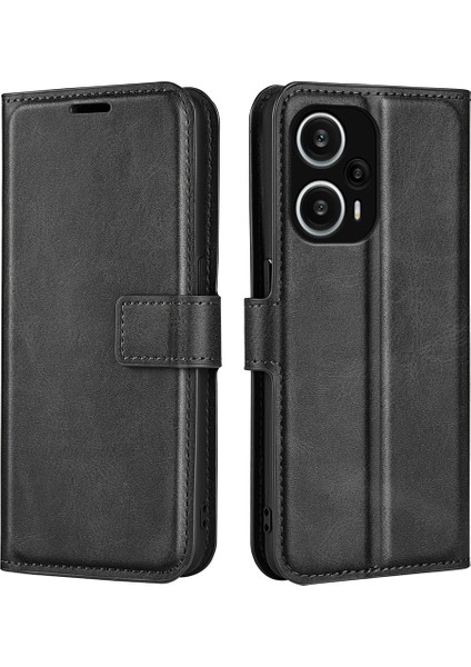 Xiaomi Için Redmi Note 12 Turbo/poco F5 5g Buzağı Doku Standı Cüzdan Kare Manyetik Kapatma Pu Deri Telefon Kılıf (Yurt Dışından)