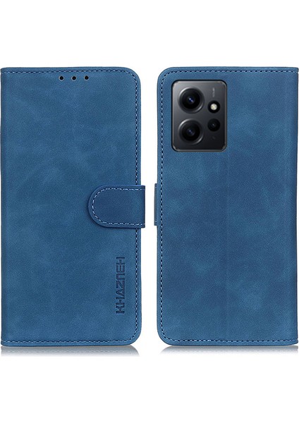 Xiaomi Için Khazneh Redmi Not 12 4g Stand Telefon Kılıfı Retro Doku Cüzdan Pu Deri Telefon Kapak-Mavi (Yurt Dışından)
