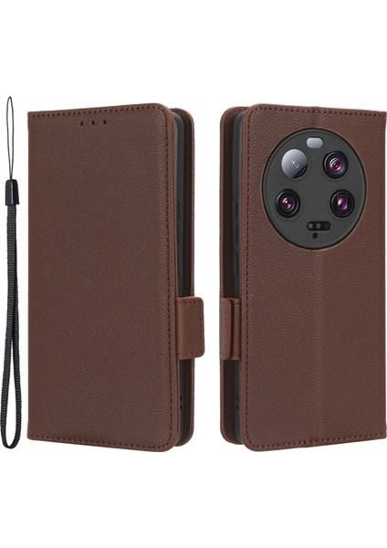 Xiaomi Için 13 Ultra Anti-Drop Telefon Kılıfı Litchi Doku Standı Pu Deri Cüzdan Telefon Flip Cover-Brown (Yurt Dışından)