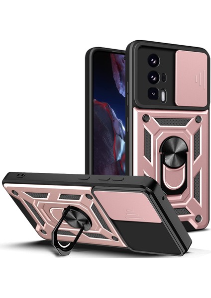 Xiaomi Poco F5 Pro 5g/redmi K60 5G/K60 Pro 5g Kamera Lens Slayt Tasarım Pc+Tpu Kickstand Cover Gold Için Telefon Kılıfı (Yurt Dışından)