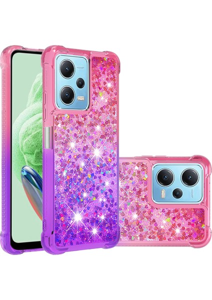 Xiaomi Için Redmi Note 12 4g Gradyan Akan Sıvı Kasa Şok Geçirmez Tpu Telefon Kapak-Pink+Mor (Yurt Dışından)