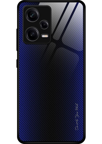 Xiaomi Redmi Için Not Not 12 Pro 5g Kazan Kanıtı Telefon Kılıfı Karbon Fiber Doku Ince Kılıf Temperli Cam+Tpu Telefon Kapak-Dark Mavi (Yurt Dışından)