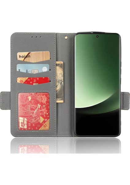 Xiaomi 13 Ultra Anti-Drop Telefon Kılıfı Litchi Doku Standı Pu Deri Cüzdan Telefon Flip Cover-Grey (Yurt Dışından) fırsatları