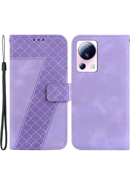Xiaomi 13 Lite/civi 2 5g Eller Seçmeli Deri Deri Telefon Kılıfı Baskalı Cüzdan Kapak Morası (Yurt Dışından)
