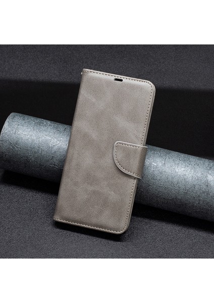 Xiaomi Için Poco X5 5g/redmi Note 12 5g (Global)/(Hindistan)/(Çin) Telefon Kılıfı Pu Deri Cüzdan Stand Koruyucu Kapak Strap-Grey (Yurt Dışından)