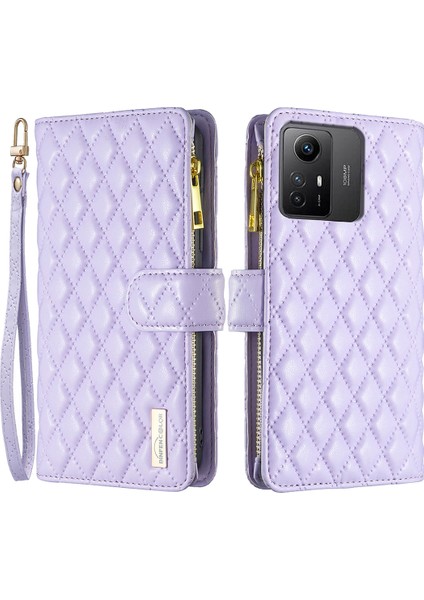 Xiaomi Için Redmi Note 12S 4g Fermuarı Cep Deri Cüzdan Telefon Flip Case Stand Kapak-Mor (Yurt Dışından)