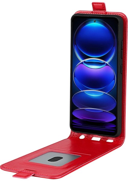 Xiaomi Için Redmi Note 12 5g (Global)/(Hindistan)/(Çin)/poco X5 5g Çılgın At Doku Kartı Tutucu Deri Koruyucu Kapak Dikey Flip Case-Red (Yurt Dışından) fiyatları