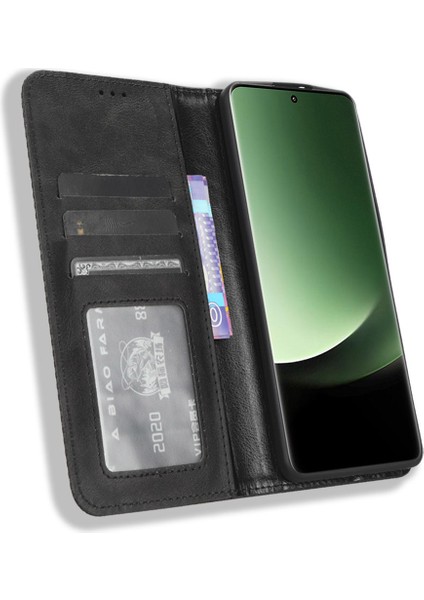 Xiaomi 13 Ultra Için Retro Stand Telefon Kılıfı, Pu Deri+Tpu Cüzdan Kapak Black (Yurt Dışından) modelleri