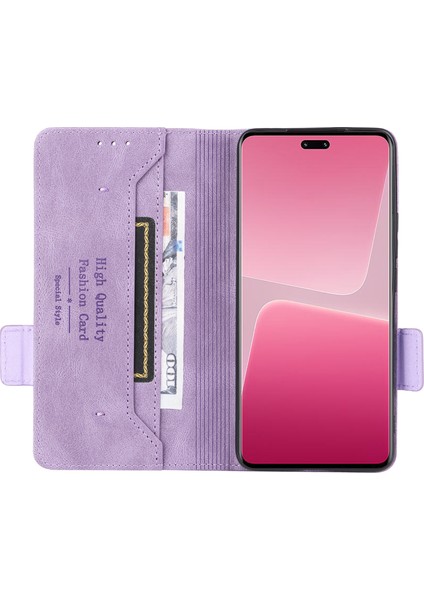 Xiaomi Için Pu Deri Telefon Kılıfı 13 Lite/civi 2 5g, Donanım Dekoru Çift Manyetik Toka Cüzdan Stand Telefon Kapak Morası (Yurt Dışından) fiyatları