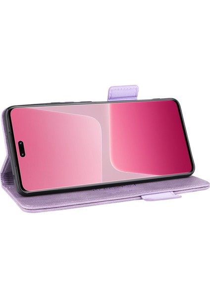 Xiaomi Için Pu Deri Telefon Kılıfı 13 Lite/civi 2 5g, Donanım Dekoru Çift Manyetik Toka Cüzdan Stand Telefon Kapak Morası (Yurt Dışından) modelleri