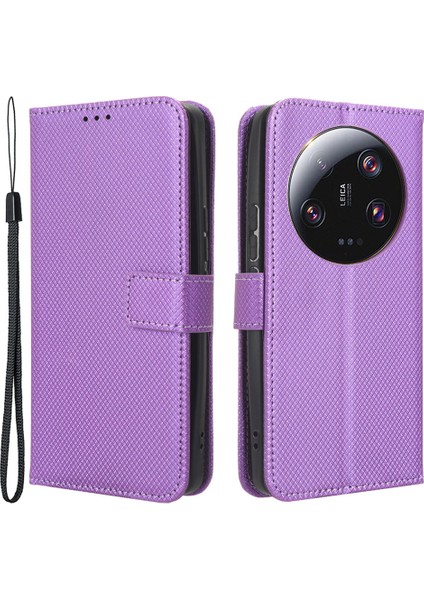 Xiaomi 13 Ultra Stand Cüzdan Telefon Kılıfı Pu Deri Elmas Doku Telefon Kapak-Moral (Yurt Dışından)