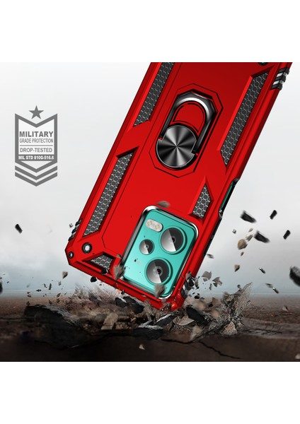 Xiaomi Redmi Için Note 12 4g Kickstand Telefon Kasası Pc+Tpu Dahili Manyetik Tutucu Metal Sac-Kırmızı ile Kapak (Yurt Dışından)