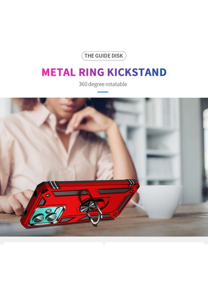 Xiaomi Redmi Için Note 12 4g Kickstand Telefon Kasası Pc+Tpu Dahili Manyetik Tutucu Metal Sac-Kırmızı ile Kapak (Yurt Dışından)