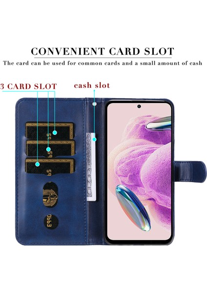 Xiaomi Için Redmi Note 12S 4g Buzağı Dokusu Telefon Kılıfı Stand Fermuarı Cep Cüzdanı Kapak Mavisi (Yurt Dışından) indirimleri