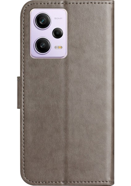Xiaomi Redmi Için Pu Deri Telefon Kapağı Note 12 Pro 5g, Baskılı Kelebek Çiçek Deseni Stand Strap-Grey ile Cüzdan Telefon Kılıfı (Yurt Dışından) fırsatları