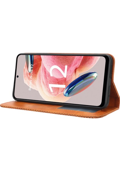 Xiaomi Için Redmi Note 12 4g Cüzdan Stand Telefon Kılıfı Retro Deri Telefon Kapak Kılıfı (Yurt Dışından)