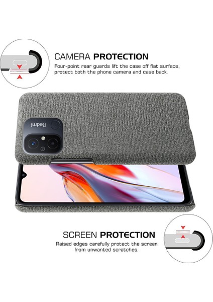 Xiaomi Redmi Için Cep Telefonu Kılıfı 12C 4g Düz Renk Kıç Çizgiye Karşı Pc+Bez Telefon Geri Kapak Grey (Yurt Dışından) fırsatları