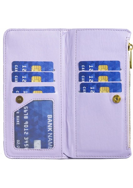 Xiaomi Için Redmi Note 12S 4g Fermuarı Cep Deri Cüzdan Telefon Flip Case Stand Kapak-Mor (Yurt Dışından)