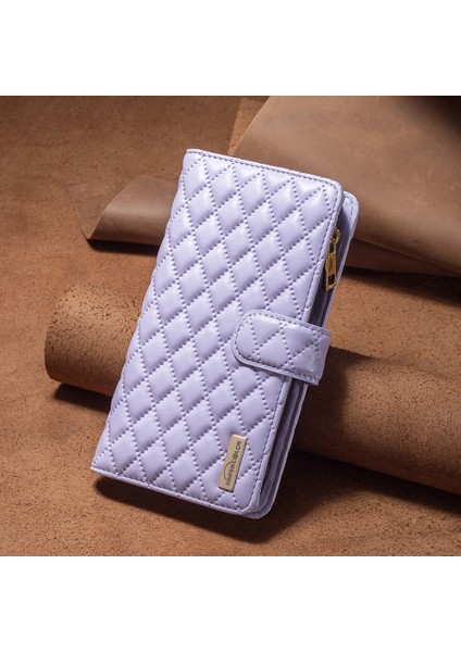 Xiaomi Için Redmi Note 12S 4g Fermuarı Cep Deri Cüzdan Telefon Flip Case Stand Kapak-Mor (Yurt Dışından)