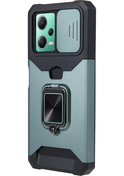 Xiaomi Redmi Için Kickstand Telefon Kılıfı Not 12 5g (Çin)/(Hindistan)/(Global)/poco X5 5g, Pc+Tpu Kart Tutucu Telefon Kapağı Slayt Kameralı Kameralı Yeşil (Yurt Dışından)
