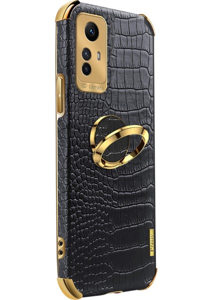 Xiaomi Için Redmi Note 12S 4g Timsah Doku Kickstand Telefon Kasası 6d Elektrokürlü Pu Deri+Tpu Cover-Sarı (Yurt Dışından)
