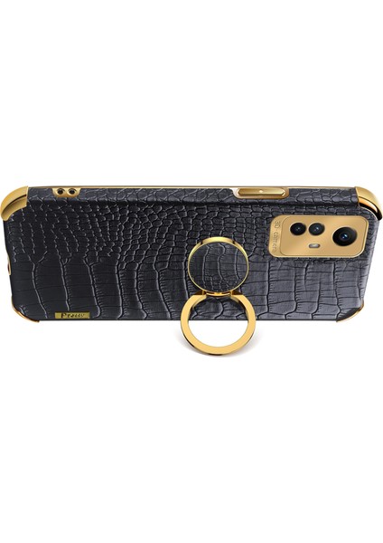 Xiaomi Için Redmi Note 12S 4g Timsah Doku Kickstand Telefon Kasası 6d Elektrokürlü Pu Deri+Tpu Cover-Sarı (Yurt Dışından)