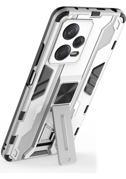 Xiaomi Redmi Için Note 12 Pro 5g Hibrid Yumuşak Tpu Hard Pc Kaymaz Koruyucu Kasa Kickstand Anti-Cratch Telefon Kapak-Silver (Yurt Dışından) modelleri