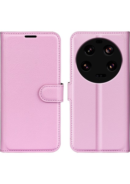 Xiaomi Için Stand Kılıfı 13 Ultra Kazık Kanıtı Litchi Doku Cüzdan Folio Flip Pu Deri Telefon Kapak Pembe (Yurt Dışından)