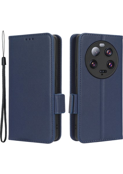 Xiaomi Için 13 Ultra Anti-Drop Telefon Kılıfı Litchi Doku Standı Pu Deri Cüzdan Telefon Flip Cover-Dark Mavi (Yurt Dışından)