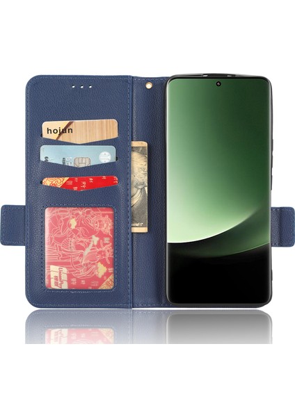 Xiaomi Için 13 Ultra Anti-Drop Telefon Kılıfı Litchi Doku Standı Pu Deri Cüzdan Telefon Flip Cover-Dark Mavi (Yurt Dışından) fırsatları