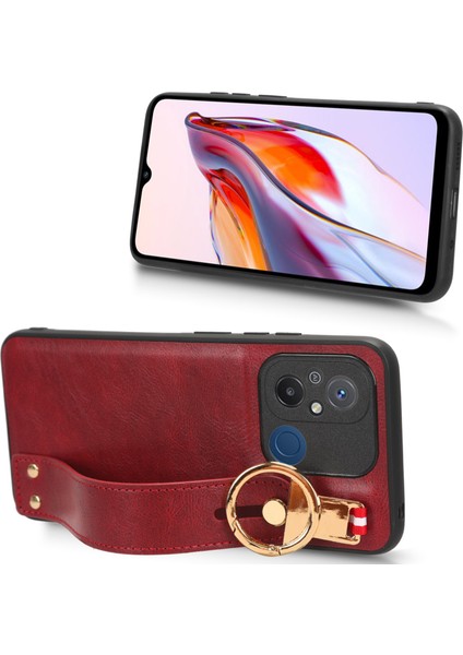 Xiaomi Redmi Için 12C 4g/poco C55 4g Bileklik Kickstand Kapak Pu Deri Kaplamalı Pc+Tpu Boyun Kayışı ile Telefon Kılıfı (Yurt Dışından)