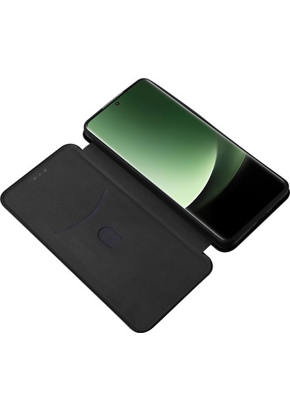 Xiaomi 13 Ultra Pu Deri Telefon Kılıfı Karbon Fiber Doku Stand Kartı Yuvası Kapak Black (Yurt Dışından) modelleri