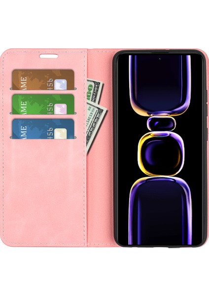 Xiaomi Için Poco F5 Pro 5g/redmi K60 Pro 5G/K60 5g Cilt Touch Hissed Hissedilen Manyetik Oto Ahmsorbed Cüzdan Pu Deri Deri Stand Telefon Kapak Pembe (Yurt Dışından) fiyatları