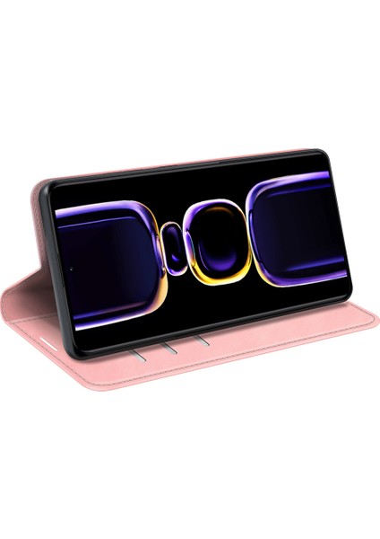 Xiaomi Için Poco F5 Pro 5g/redmi K60 Pro 5G/K60 5g Cilt Touch Hissed Hissedilen Manyetik Oto Ahmsorbed Cüzdan Pu Deri Deri Stand Telefon Kapak Pembe (Yurt Dışından) modelleri