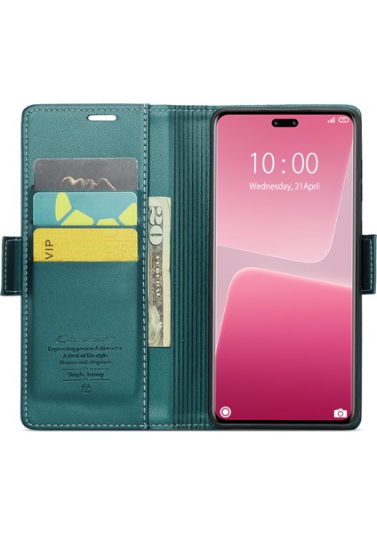 Xiaomi 13 Lite/civi 2 5g Anti-Çizelge Anti-Slatch Telefon Kılıfı Rfıd Engelleme Pu Deri Flip Kapak Yeşili (Yurt Dışından) fiyatları