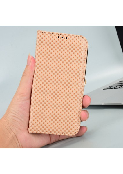 Xiaomi 12S Için Ultra 5g Pu Deri Izgara Doku Folio Flip Flip Telefon Kılıfı Stand Cüzdan Manyetik Otomatik Kapanış Kapak Bej (Yurt Dışından)