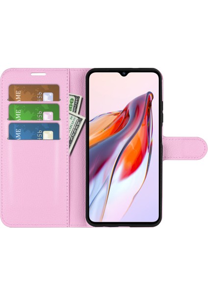 Xiaomi Redmi Için Koruyucu Telefon Kılıfı 12C 4g Litchi Doku Doku Anti-Çizgi Flip Deri Kapak Cüzdan Stand Pinki (Yurt Dışından) modelleri