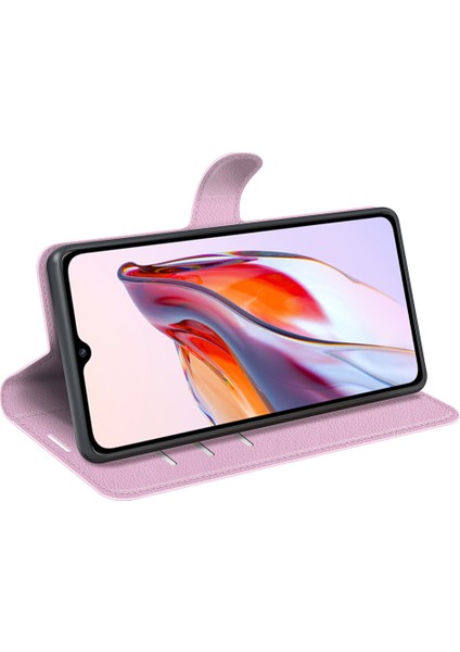 Xiaomi Redmi Için Koruyucu Telefon Kılıfı 12C 4g Litchi Doku Doku Anti-Çizgi Flip Deri Kapak Cüzdan Stand Pinki (Yurt Dışından) fırsatları