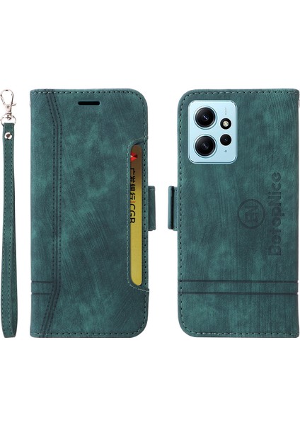 Xiaomi Redmi Için Şok Geçirmez Kılıf Not 12 4g Anti-Drop Pu Deri Telefon Kapak Yeşili (Yurt Dışından)