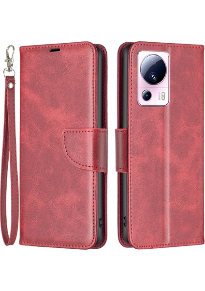 Xiaomi 13 Lite/civi 2 5g Stand Telefon Kılıfı Pu Deri Cüzdan Telefon Kapağı Strap-Red ile (Yurt Dışından)