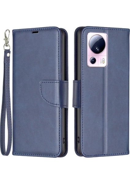 Xiaomi 13 Lite/civi 2 5g Stand Telefon Kılıfı Pu Deri Cüzdan Telefon Kapağı Strap-Mavi ile (Yurt Dışından)