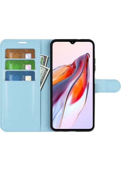 Xiaomi Redmi Için Koruyucu Telefon Kılıfı 12C 4g Litchi Doku Doku Anti-Çizelge Deri Deri Kapak Cüzdan Stand-Blue (Yurt Dışından)