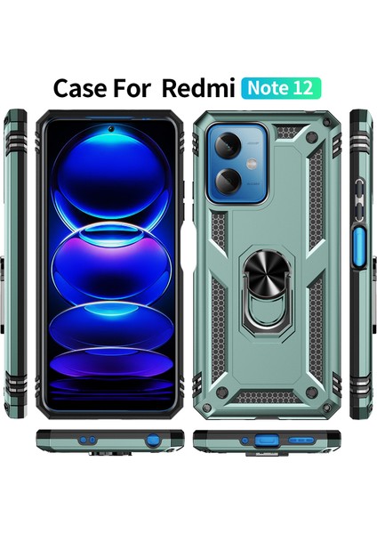 Xiaomi Redmi Için Note 12 5g (Global)/(Hindistan)/(Çin)/poco X5 5g Yüzük Kickstand Telefon Kılıfı Tpu+Pc Cep Telefonu Kapak-Blackish Green (Yurt Dışından) fiyatları