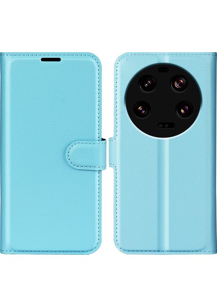 Xiaomi Için Stand Kılıfı 13 Ultra Kazık Kanıtı Litchi Doku Cüzdan Folio Flip Pu Deri Telefon Kapak Mavisi (Yurt Dışından)
