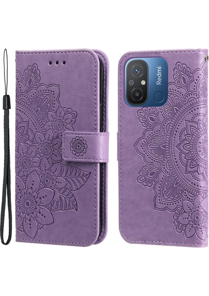 Xiaomi Redmi Için 12C 4G/11A 4g Telefon Kapağı Çiçek Baskı Deri Stand Cüzdan Kılıfı (Yurt Dışından)