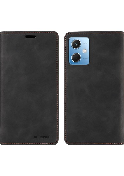 Xiaomi Redmi Için Note 12 5g (Çin)/(Hindistan)/(Global)/poco X5 5g Rfıd Engelleme Kapağı Deri Telefon Kılıfı Black (Yurt Dışından)