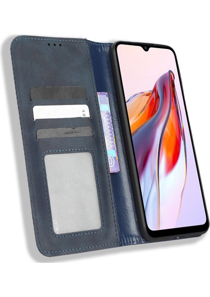 Xiaomi Redmi Için 12C 4G/11A 4g/poco C55 4g Ro Anti-Pre Doku Doku Telefon Kılıfı Deri Deri Stand Cüzdan Telefon Koruyucu Mavi (Yurt Dışından) fırsatları