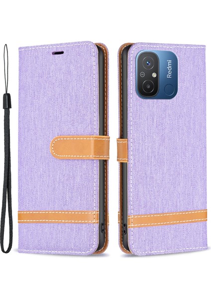 Xiaomi Için Redmi 12C 4g Kot Kotu Ekleme Tasarım Deri Kapak Cüzdan Stand Flip Telefon Kılıfı Doğru (Yurt Dışından)