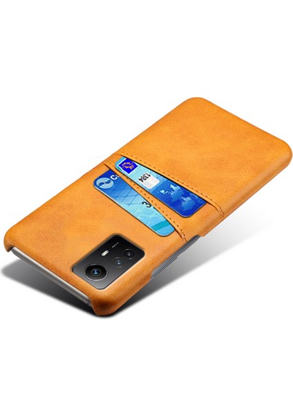 Xiaomi Için Redmi Note 12S 4g Koruyucu Telefon Kılıfı Çift Kart Yuvaları Pu Deri Kaplamalı Sert Pc Kapak-Orange (Yurt Dışından) modelleri